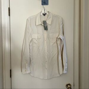 NWT GoSilk Ivory Button Down Shirt size Large